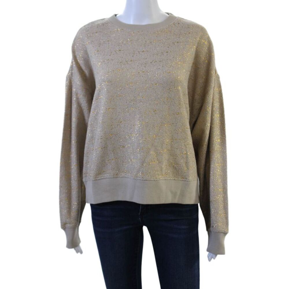 Electric & Rose Womens Pullover Sweatshirt Beige Crew Neck Long Sleeve Size S